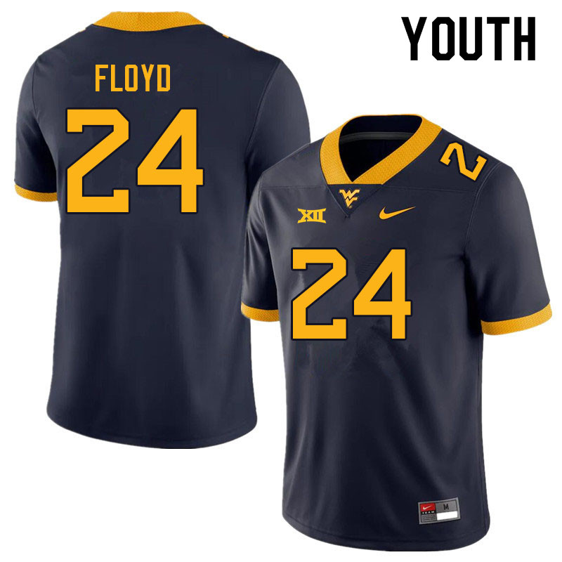 Youth #24 Marcis Floyd West Virginia Mountaineers College Football Jerseys Sale-Navy